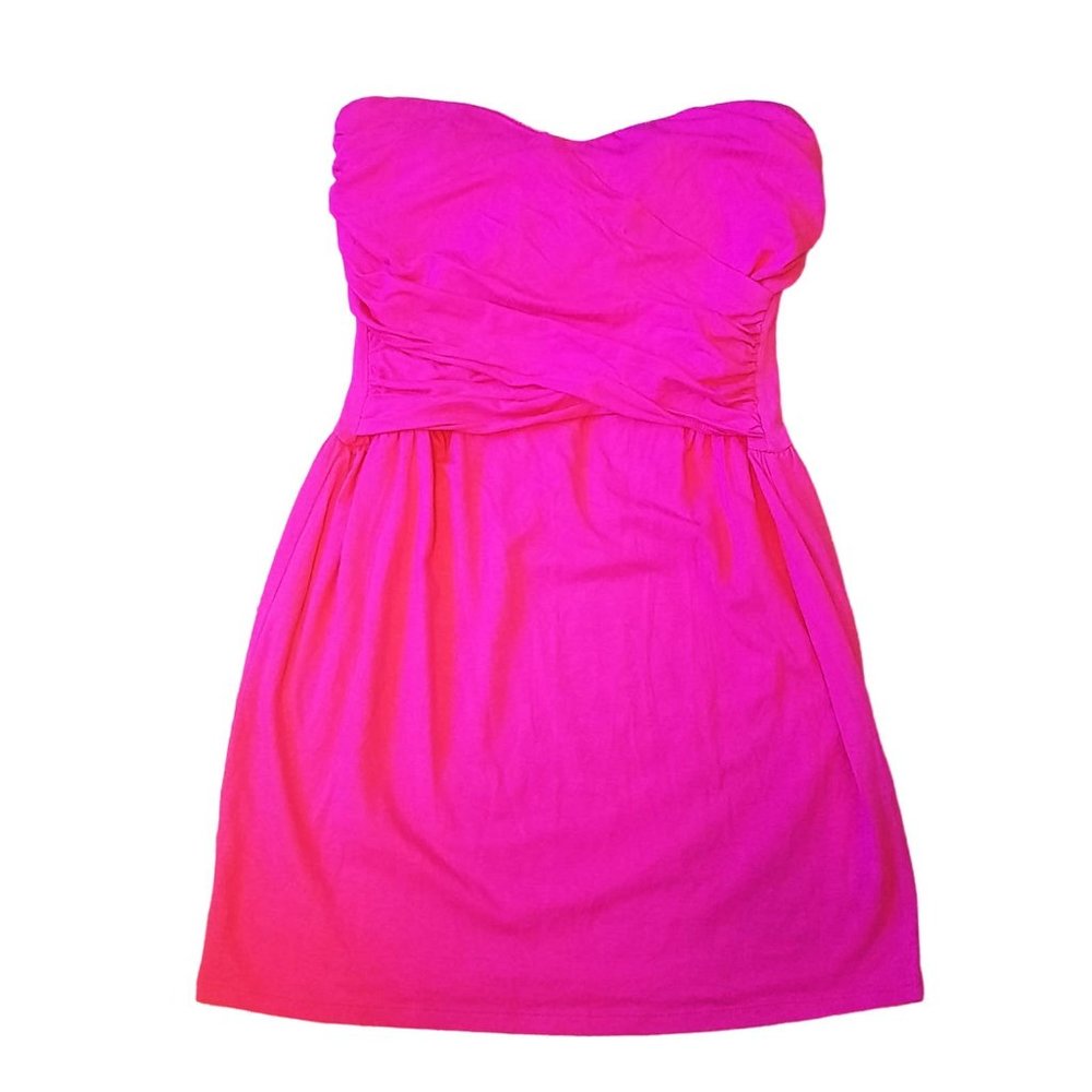 Victoria's Secret Bra Top Hot Pink Strapless Mini Babydoll Dress Size M (HH129)